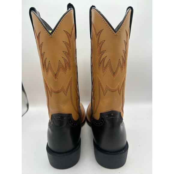 vintage Acme Scorpion cowboy boots  tan & dark brown leather Square Wingtip 8 main image 7
